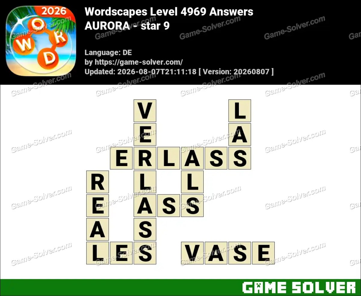 Wordscapes Deutsche Level 4969 Answers — AURORA - star 9