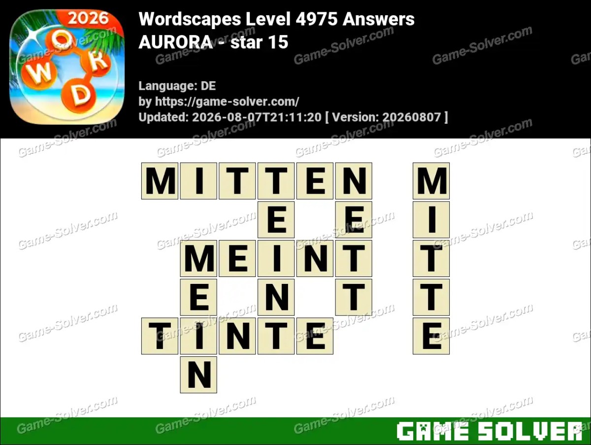 Wordscapes Deutsche Level 4975 Answers — AURORA - star 15 Wordscapes Deutsche Level 4975 Answers — AURORA - star 15