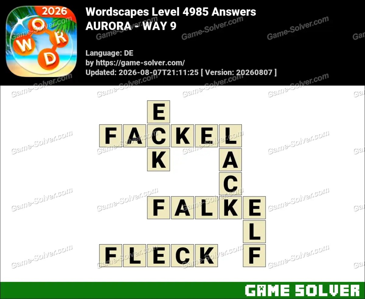 Wordscapes Deutsche Level 4985 Answers — AURORA - WAY 9 Wordscapes Deutsche Level 4985 Answers — AURORA - WAY 9