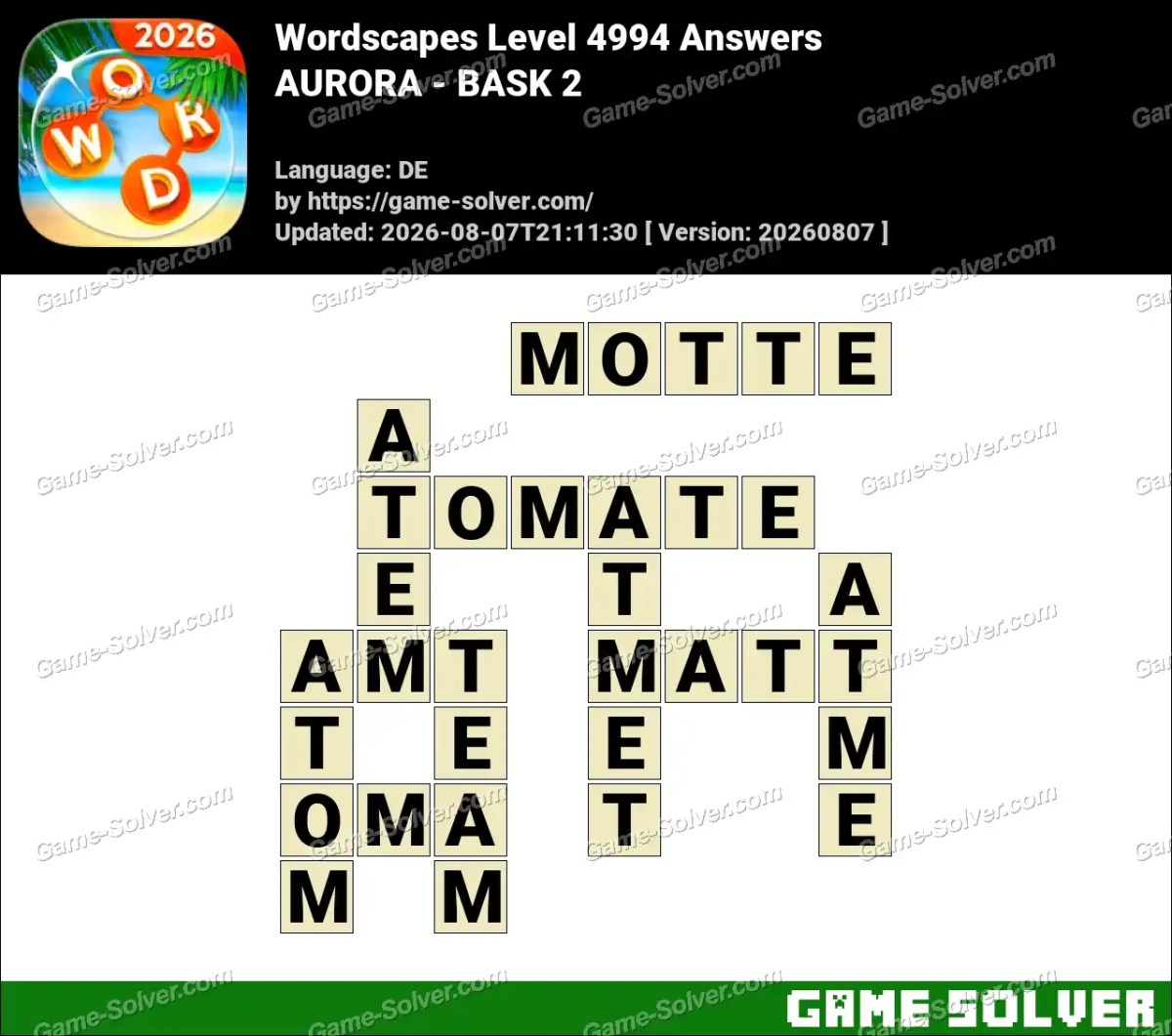 Wordscapes Deutsche Level 4994 Answers — AURORA - BASK 2