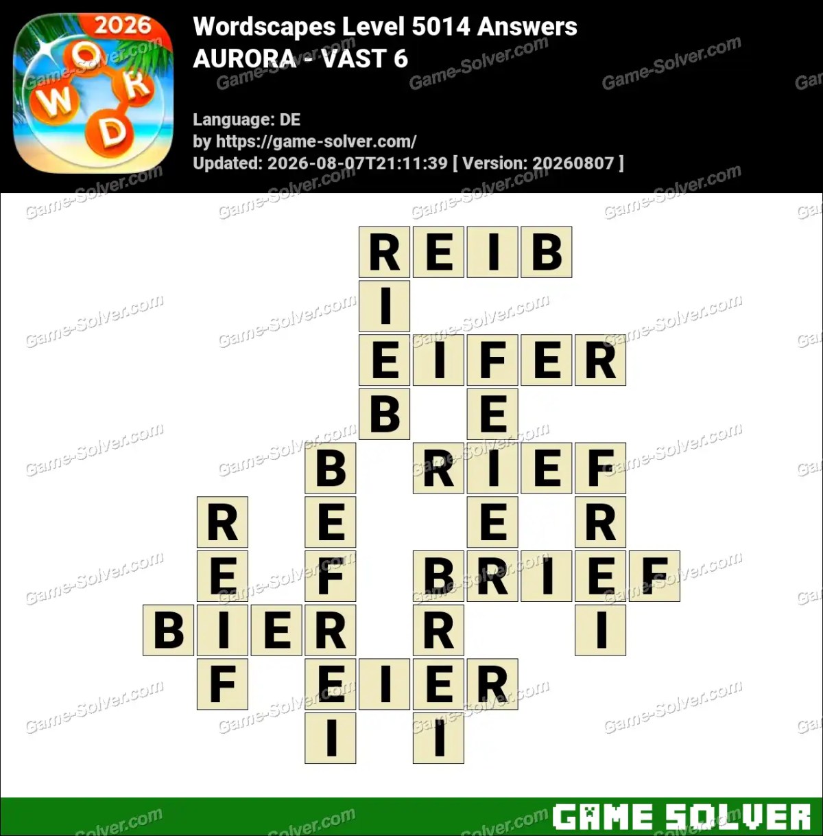 Wordscapes Deutsche Level 5014 Answers — AURORA - VAST 6