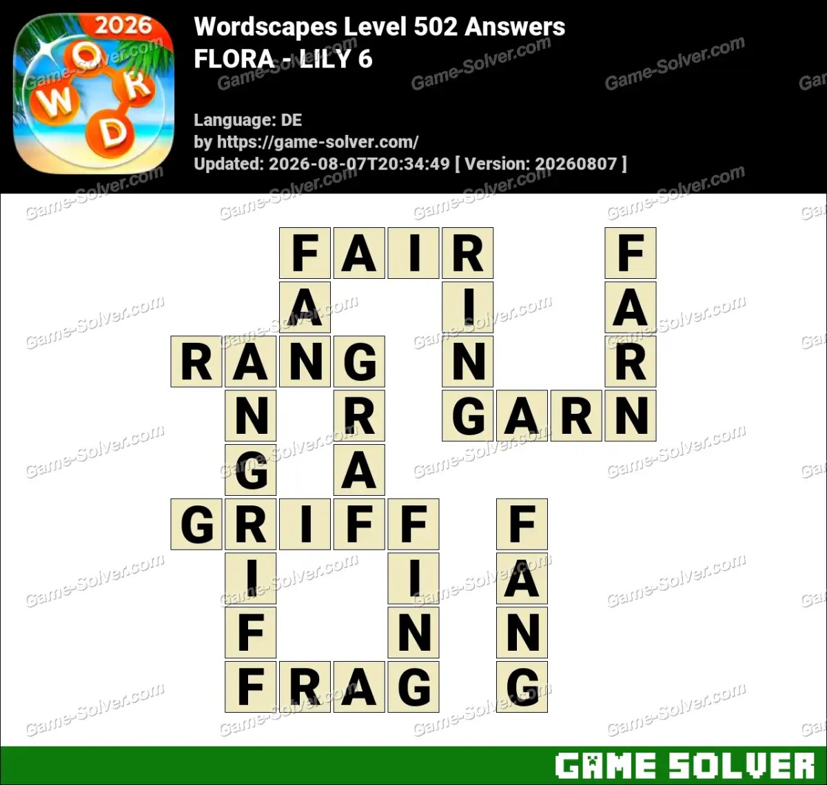 Wordscapes Deutsche Level 502 Answers — FLORA - LILY 6 Wordscapes Deutsche Level 502 Answers — FLORA - LILY 6