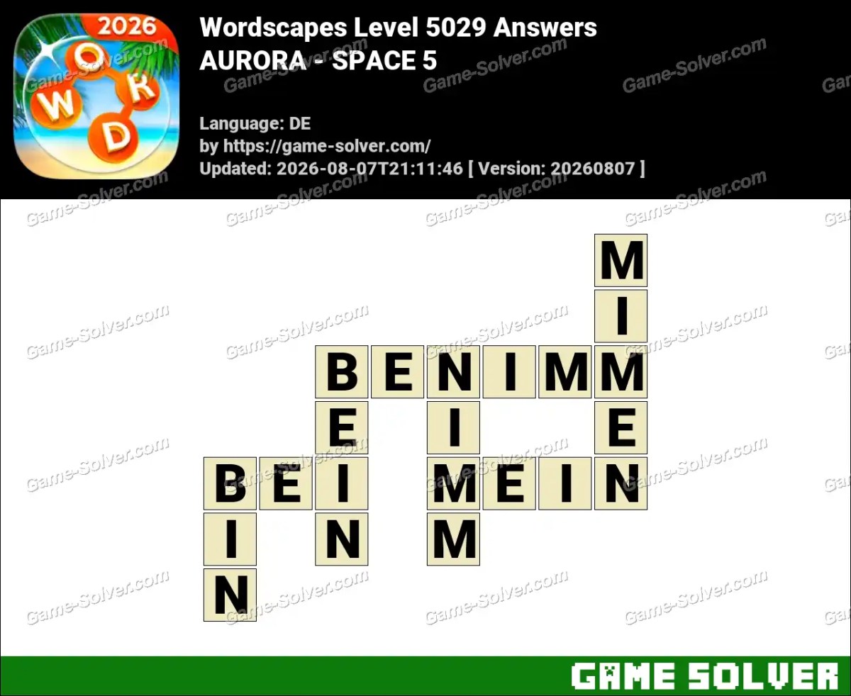 Wordscapes Deutsche Level 5029 Answers — AURORA - SPACE 5