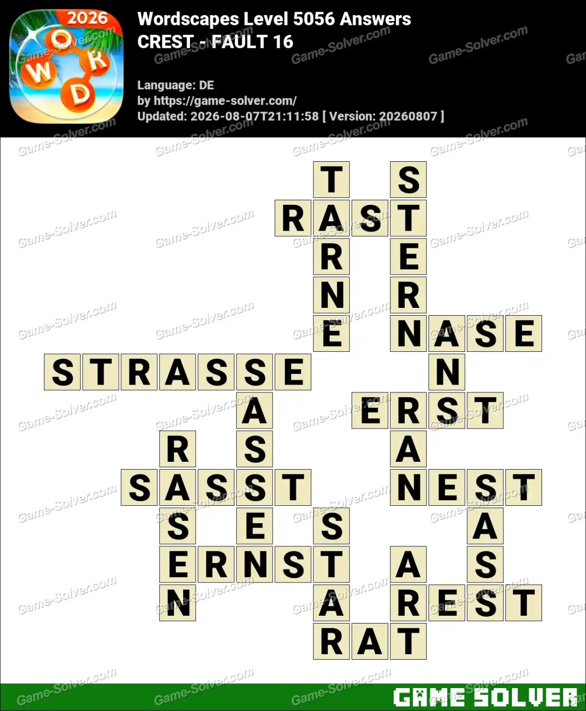 Wordscapes Deutsche Level 5056 Answers — CREST - FAULT 16