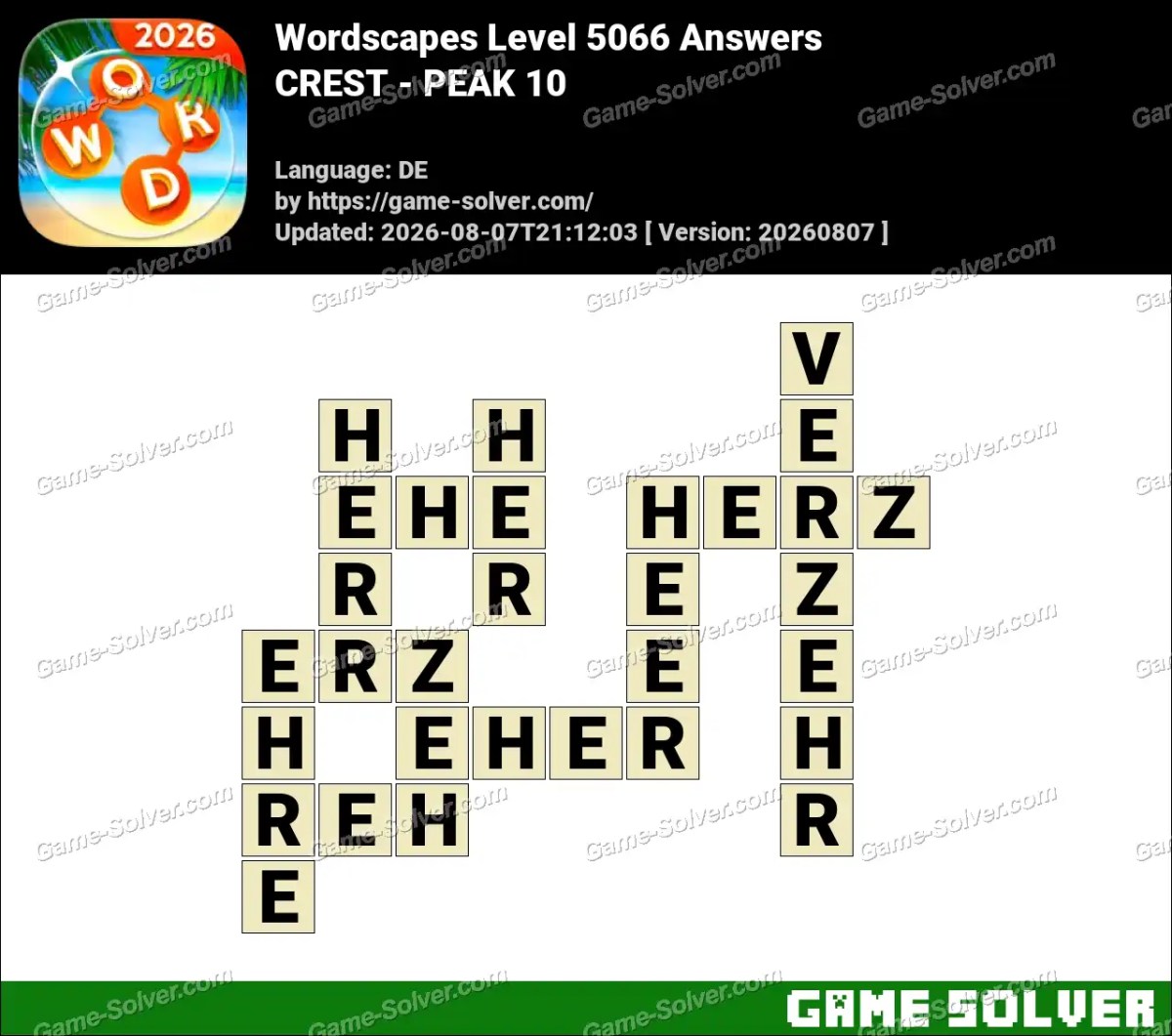 Wordscapes Deutsche Level 5066 Answers — CREST - PEAK 10