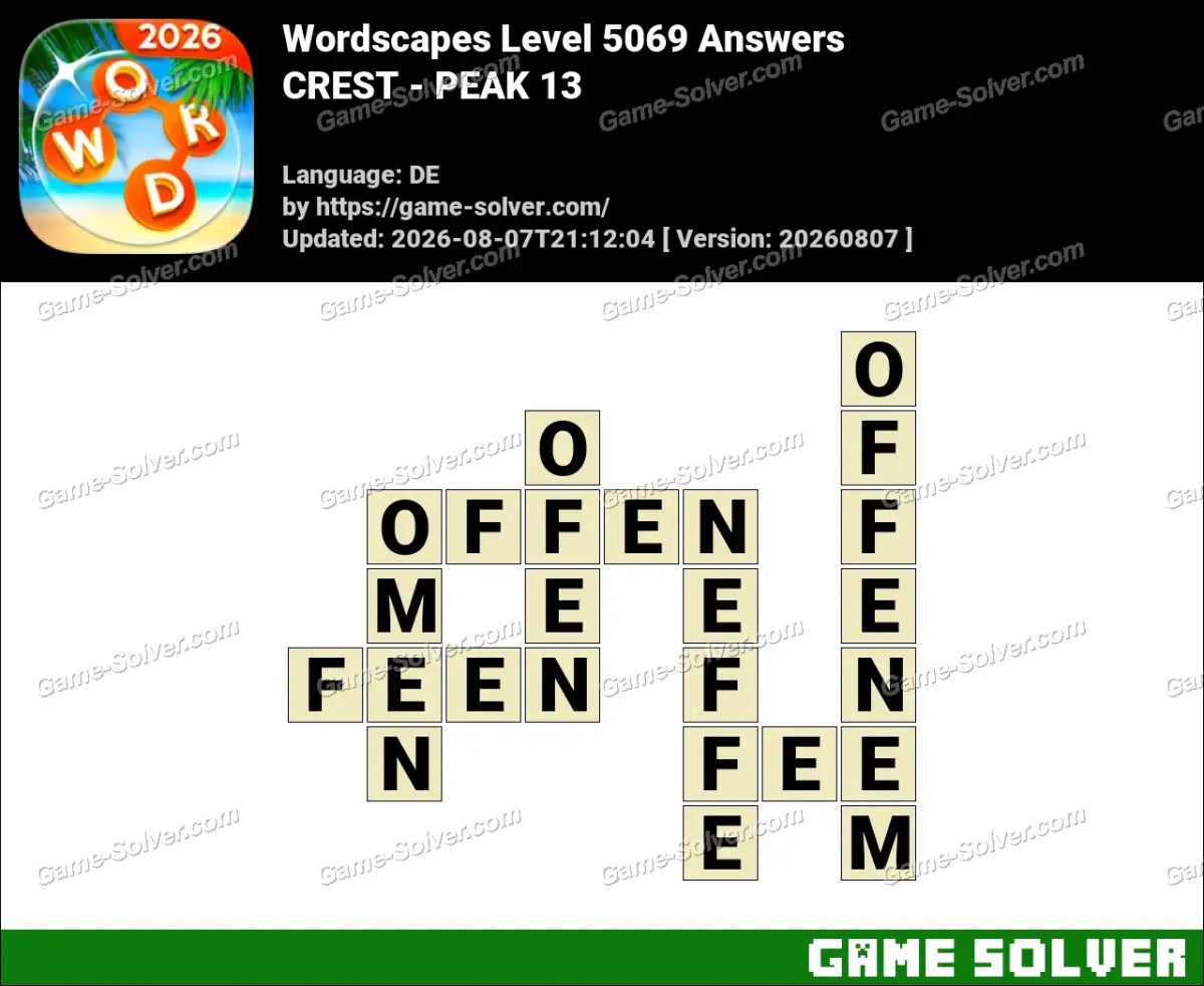 Wordscapes Deutsche Level 5069 Answers — CREST - PEAK 13