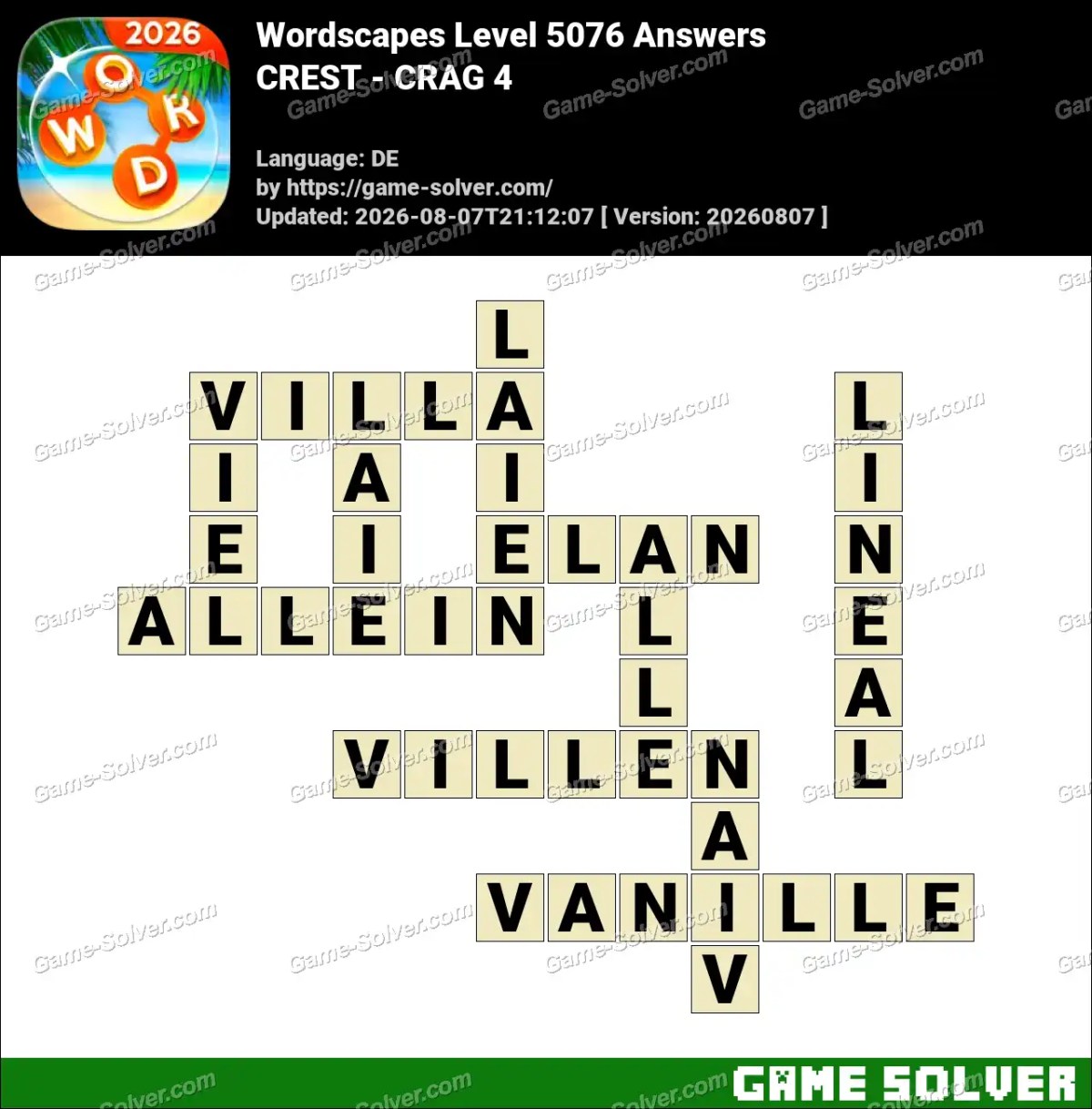 Wordscapes Deutsche Level 5076 Answers — CREST - CRAG 4