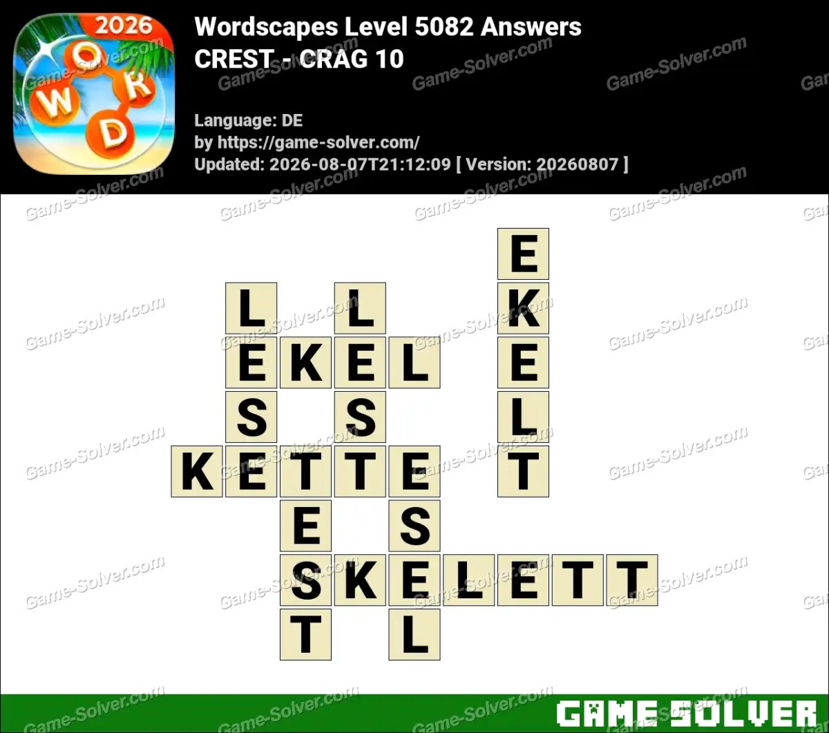 Wordscapes Deutsche Level 5082 Answers — CREST - CRAG 10