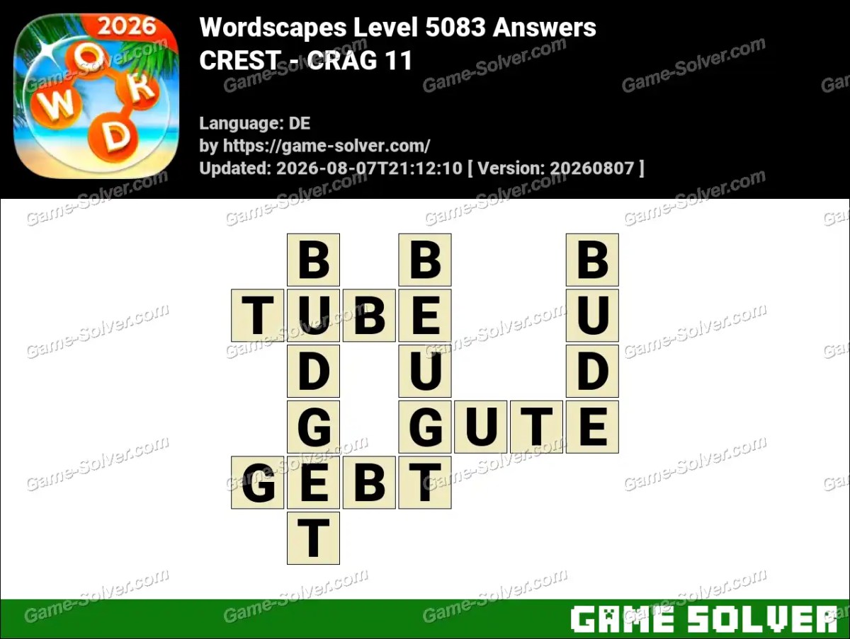 Wordscapes Deutsche Level 5083 Answers — CREST - CRAG 11
