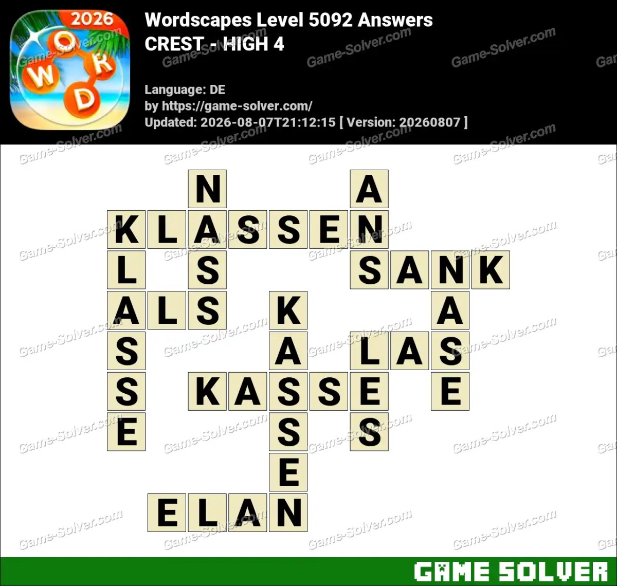 Wordscapes Deutsche Level 5092 Answers — CREST - HIGH 4