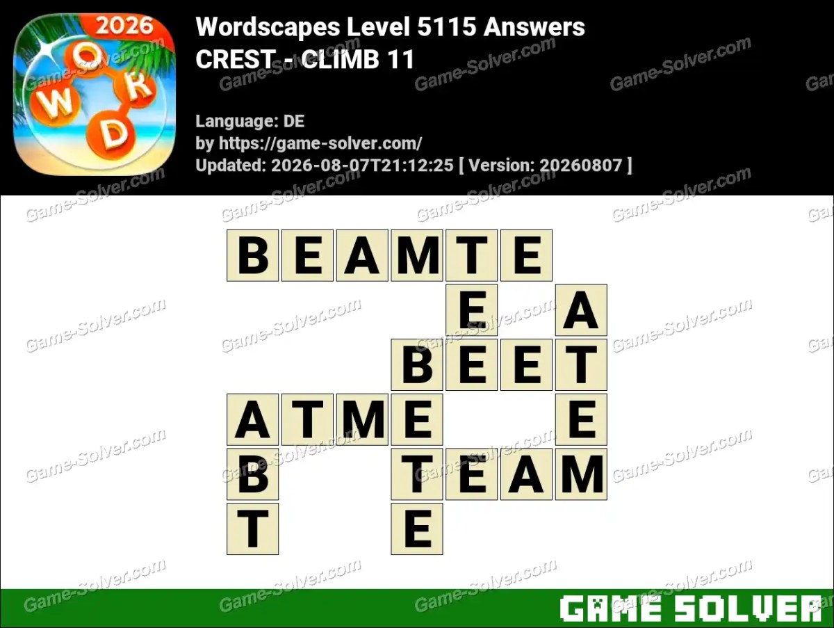 Wordscapes Deutsche Level 5115 Answers — CREST - CLIMB 11