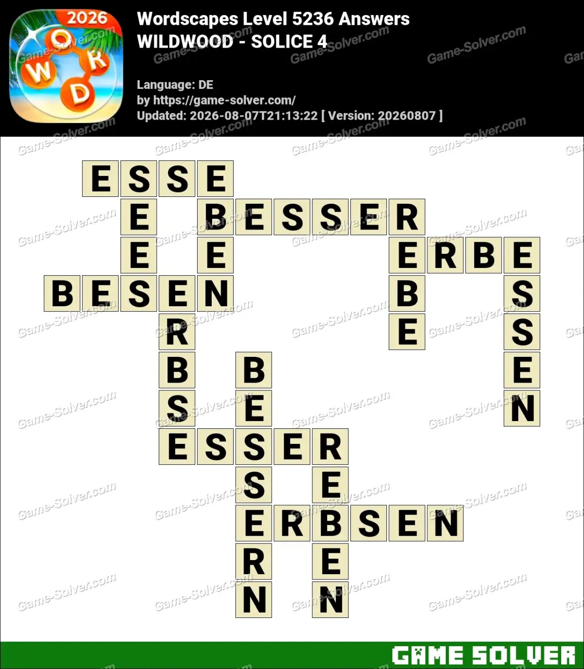 Wordscapes Deutsche Level 5236 Answers — WILDWOOD - SOLICE 4
