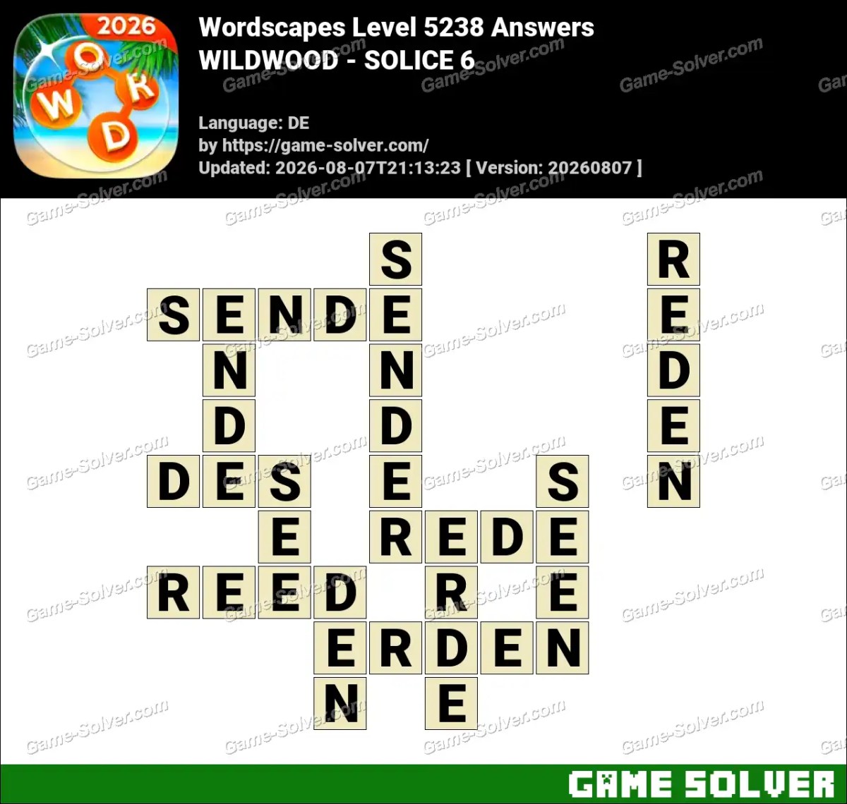 Wordscapes Deutsche Level 5238 Answers — WILDWOOD - SOLICE 6