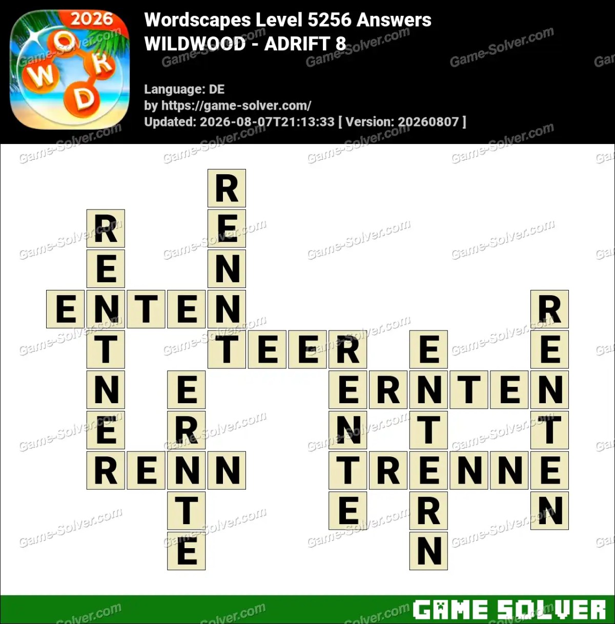 Wordscapes Deutsche Level 5256 Answers — WILDWOOD - ADRIFT 8 Wordscapes Deutsche Level 5256 Answers — WILDWOOD - ADRIFT 8