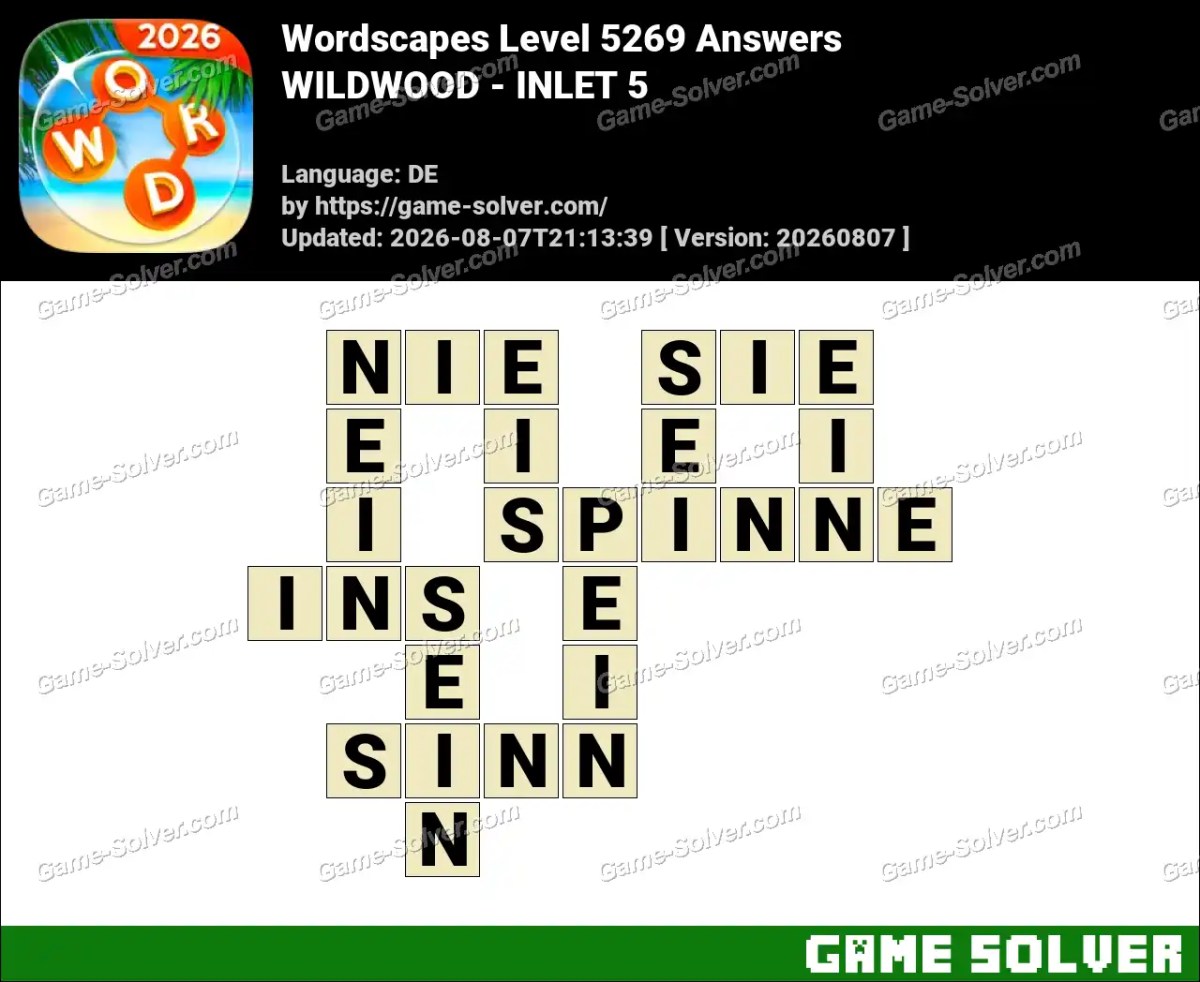 Wordscapes Deutsche Level 5269 Answers — WILDWOOD - INLET 5