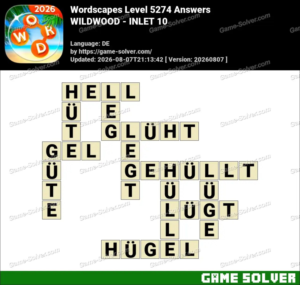 Wordscapes Deutsche Level 5274 Answers — WILDWOOD - INLET 10