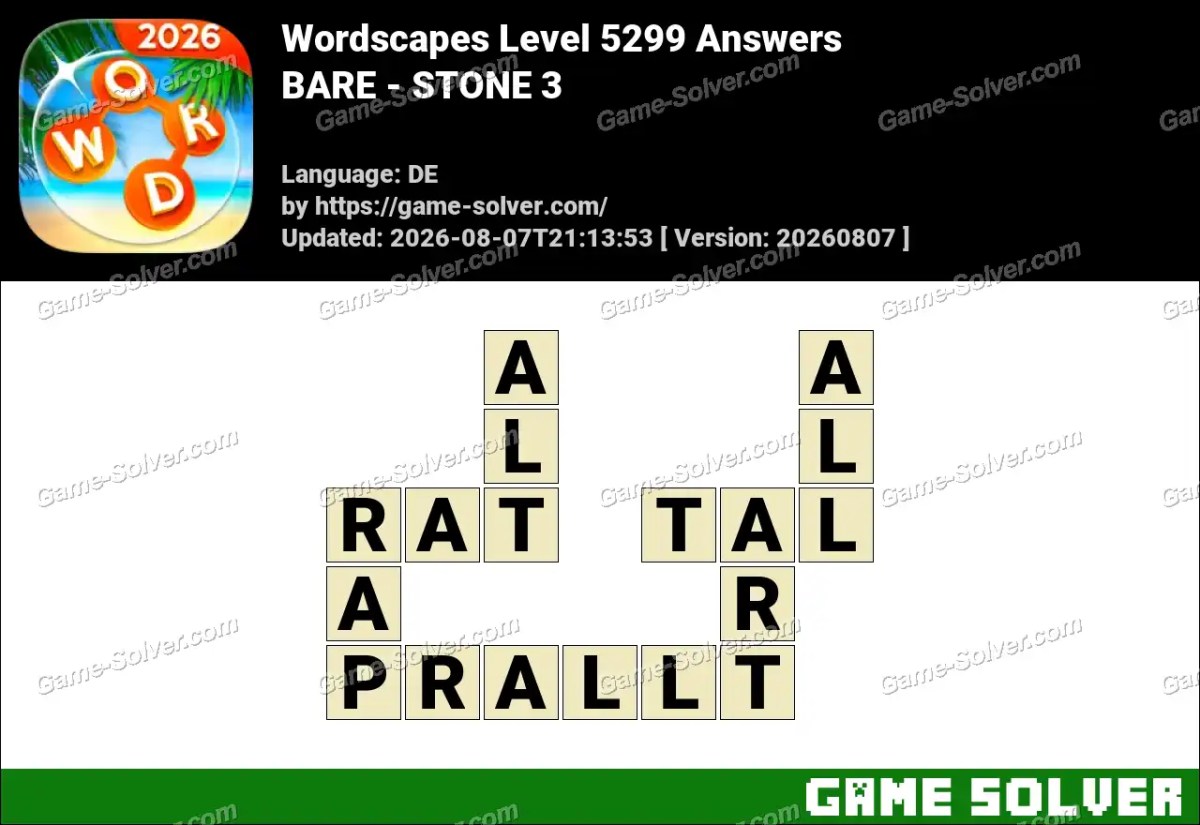 Wordscapes Deutsche Level 5299 Answers — BARE - STONE 3 Wordscapes Deutsche Level 5299 Answers — BARE - STONE 3