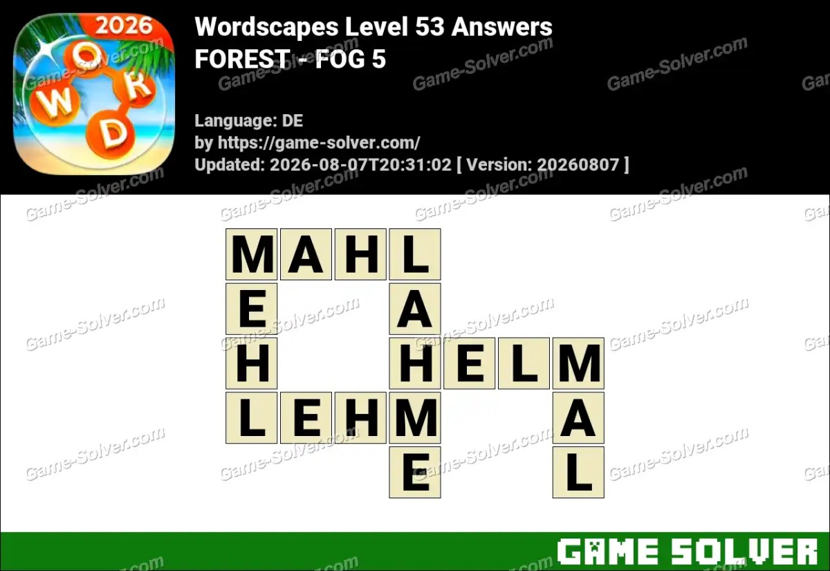 Wordscapes Deutsche Level 53 Answers — FOREST - FOG 5 Wordscapes Deutsche Level 53 Answers — FOREST - FOG 5