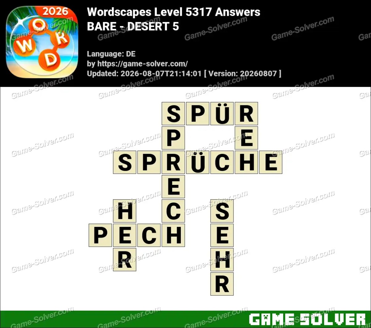 Wordscapes Deutsche Level 5317 Answers — BARE - DESERT 5