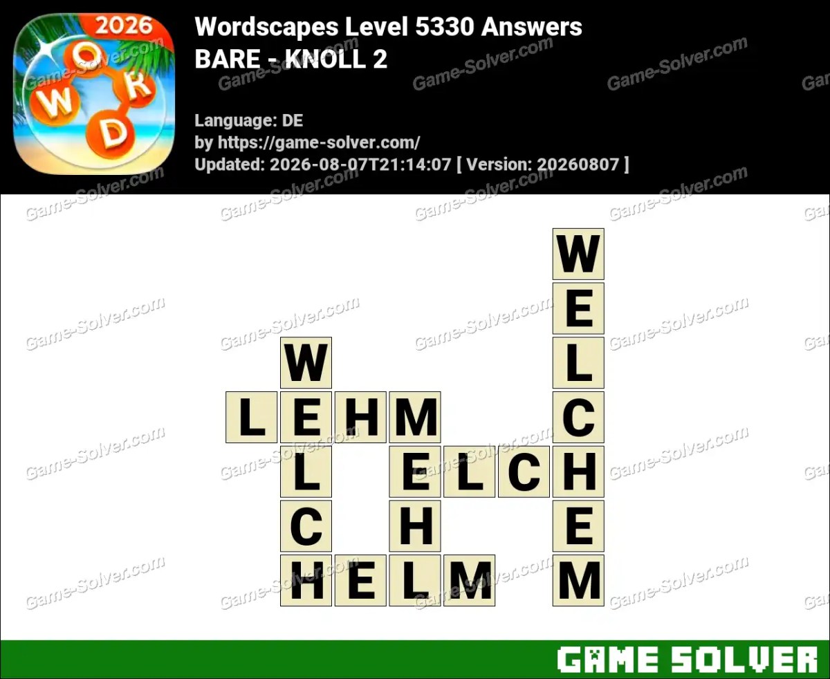 Wordscapes Deutsche Level 5330 Answers — BARE - KNOLL 2