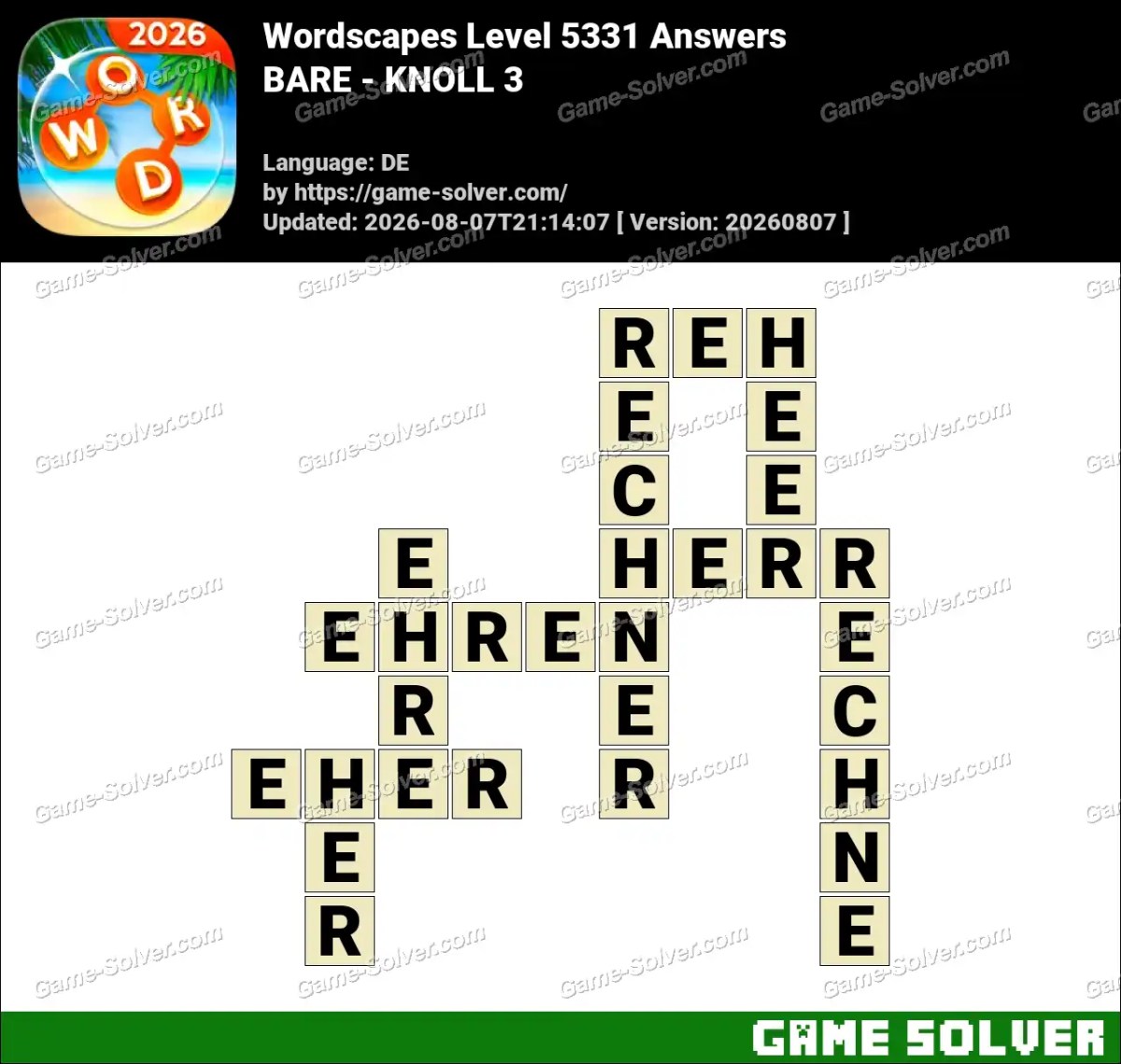 Wordscapes Deutsche Level 5331 Answers — BARE - KNOLL 3