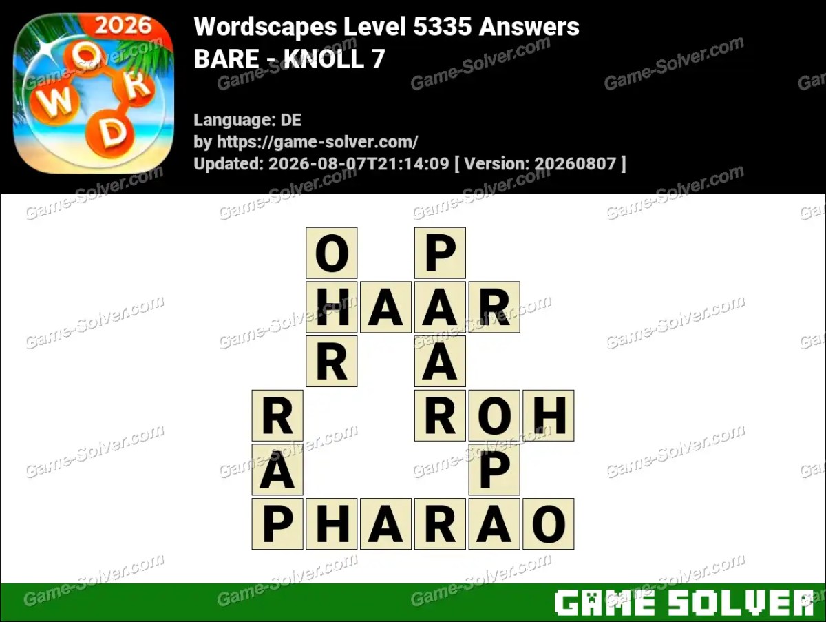 Wordscapes Deutsche Level 5335 Answers — BARE - KNOLL 7