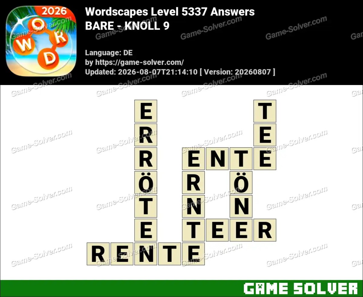 Wordscapes Deutsche Level 5337 Answers — BARE - KNOLL 9