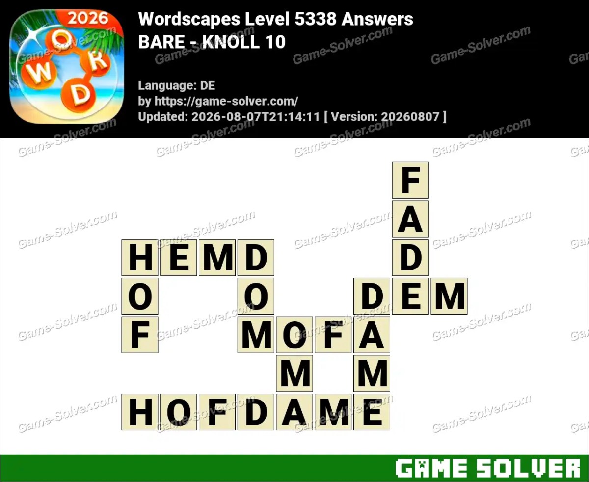 Wordscapes Deutsche Level 5338 Answers — BARE - KNOLL 10