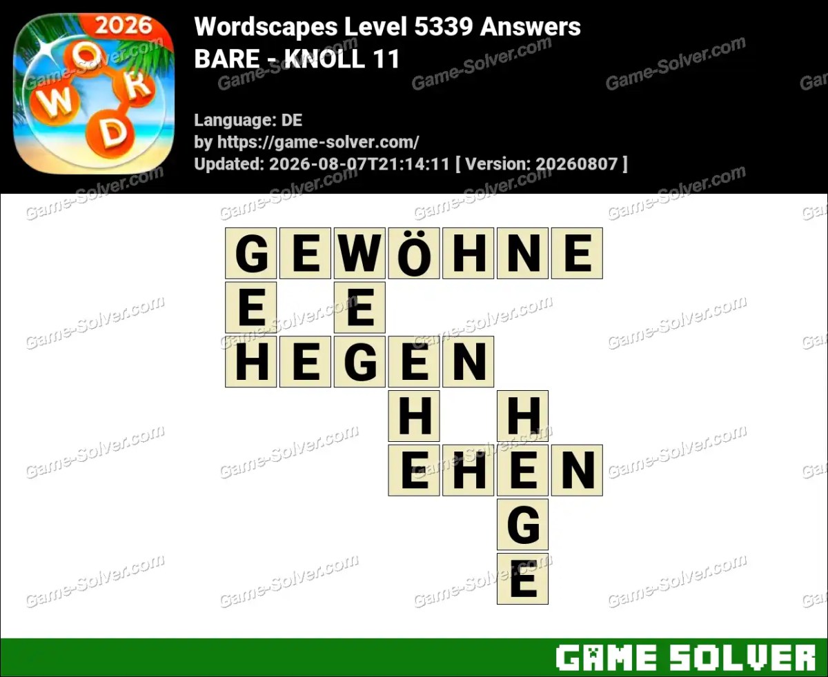Wordscapes Deutsche Level 5339 Answers — BARE - KNOLL 11