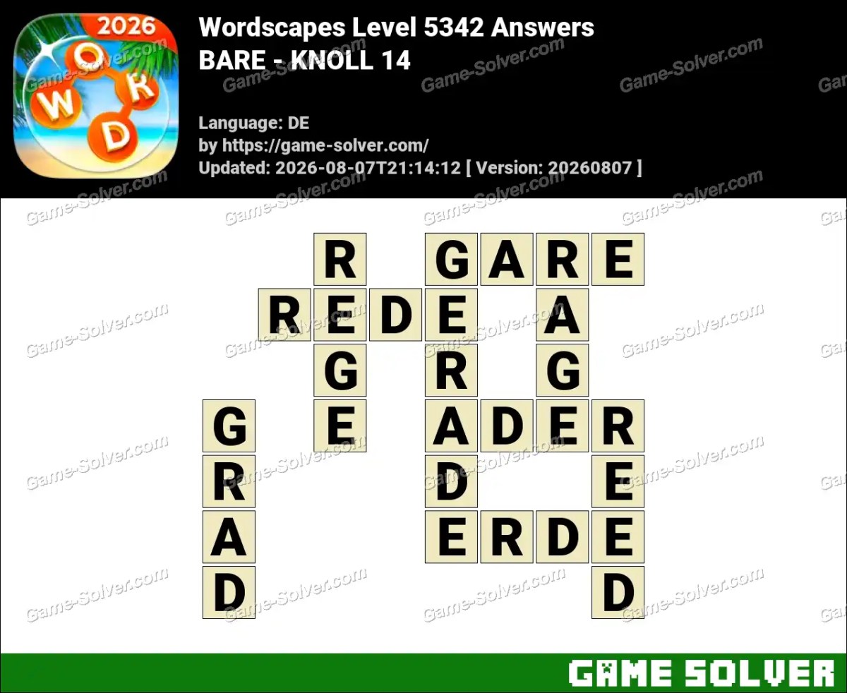 Wordscapes Deutsche Level 5342 Answers — BARE - KNOLL 14