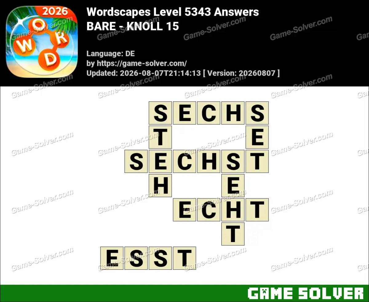 Wordscapes Deutsche Level 5343 Answers — BARE - KNOLL 15