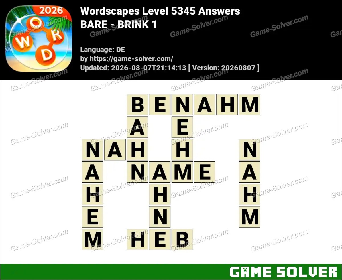 Wordscapes Deutsche Level 5345 Answers — BARE - BRINK 1 Wordscapes Deutsche Level 5345 Answers — BARE - BRINK 1