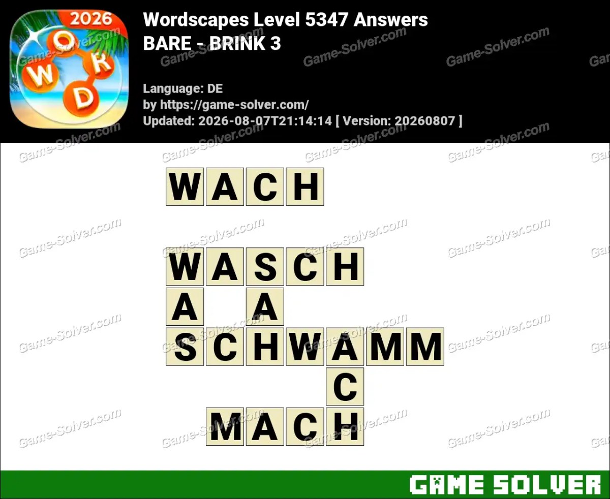 Wordscapes Deutsche Level 5347 Answers — BARE - BRINK 3 Wordscapes Deutsche Level 5347 Answers — BARE - BRINK 3