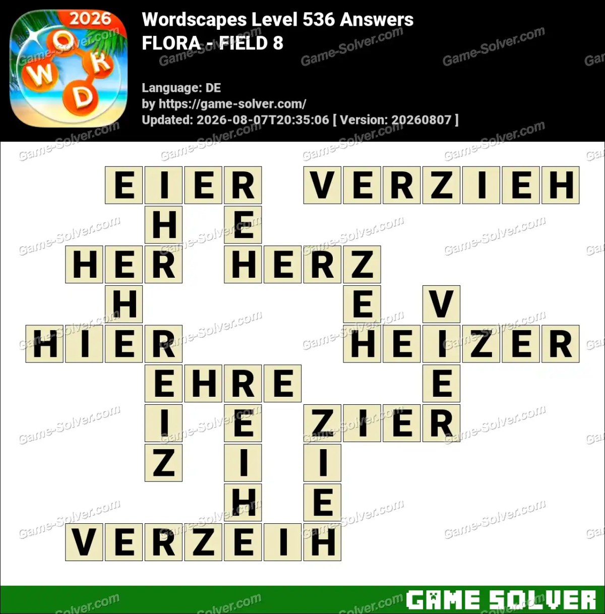 Wordscapes Deutsche Level 536 Answers — FLORA - FIELD 8 Wordscapes Deutsche Level 536 Answers — FLORA - FIELD 8
