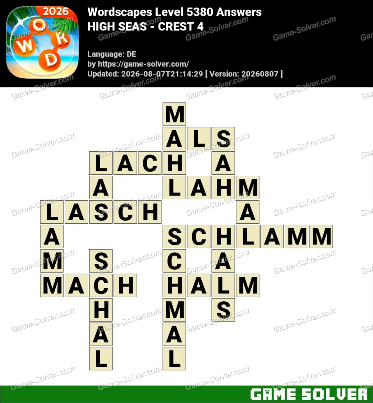 Wordscapes Deutsche Level 5380 Answers — HIGH SEAS - CREST 4 Wordscapes Deutsche Level 5380 Answers — HIGH SEAS - CREST 4