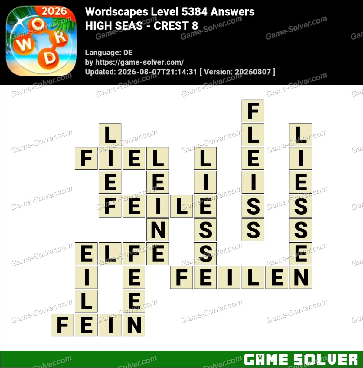 Wordscapes Deutsche Level 5384 Answers — HIGH SEAS - CREST 8 Wordscapes Deutsche Level 5384 Answers — HIGH SEAS - CREST 8