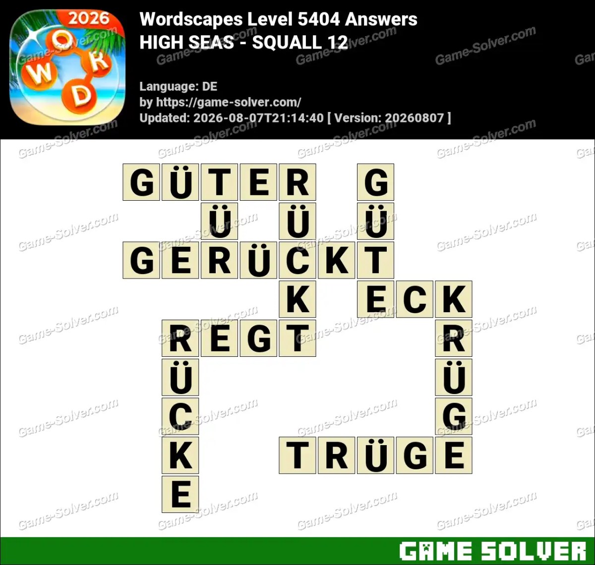 Wordscapes Deutsche Level 5404 Answers — HIGH SEAS - SQUALL 12 Wordscapes Deutsche Level 5404 Answers — HIGH SEAS - SQUALL 12