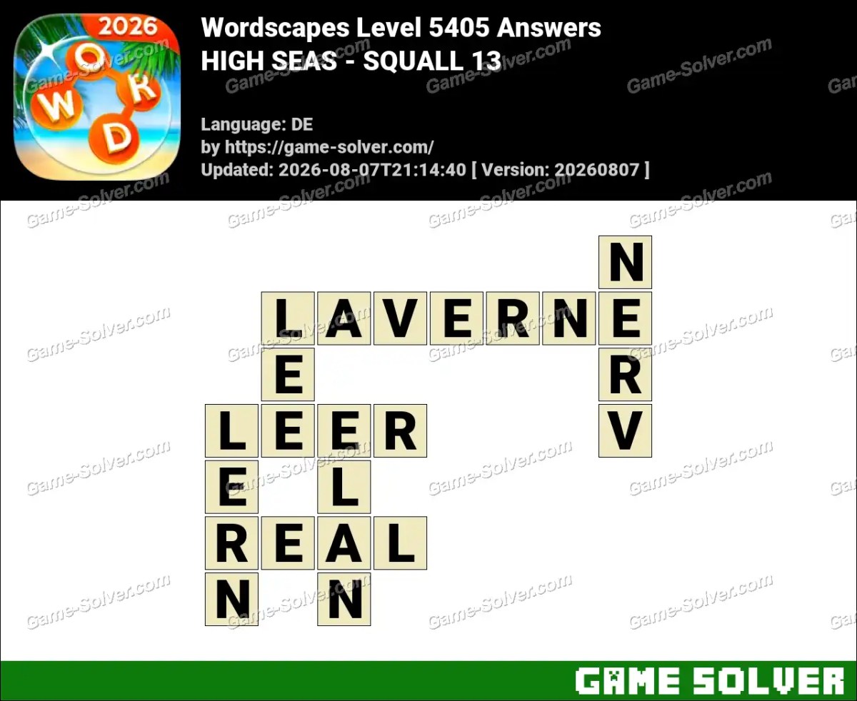 Wordscapes Deutsche Level 5405 Answers — HIGH SEAS - SQUALL 13