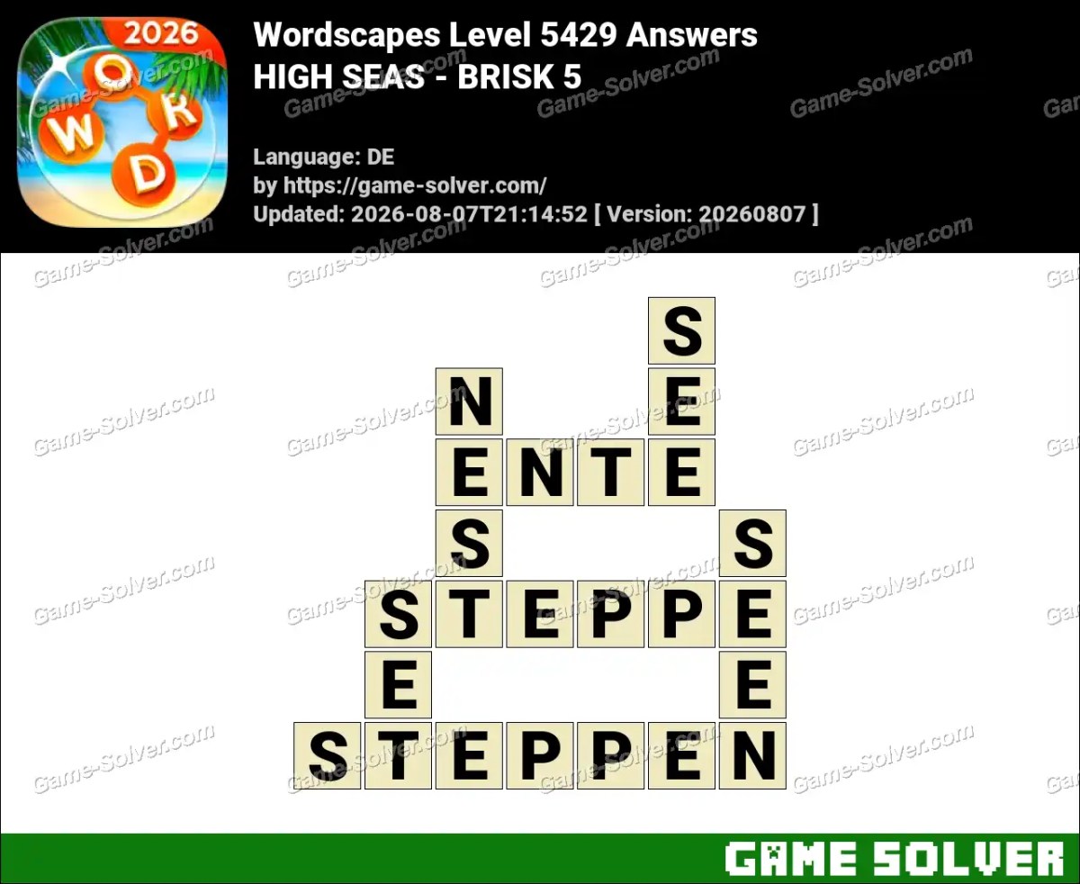 Wordscapes Deutsche Level 5429 Answers — HIGH SEAS - BRISK 5