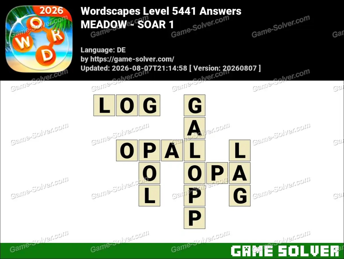 Wordscapes Deutsche Level 5441 Answers — MEADOW - SOAR 1