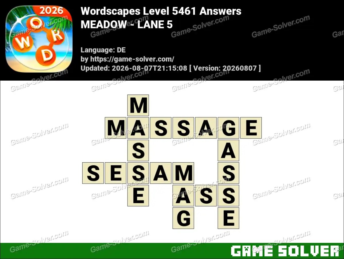 Wordscapes Deutsche Level 5461 Answers — MEADOW - LANE 5 Wordscapes Deutsche Level 5461 Answers — MEADOW - LANE 5