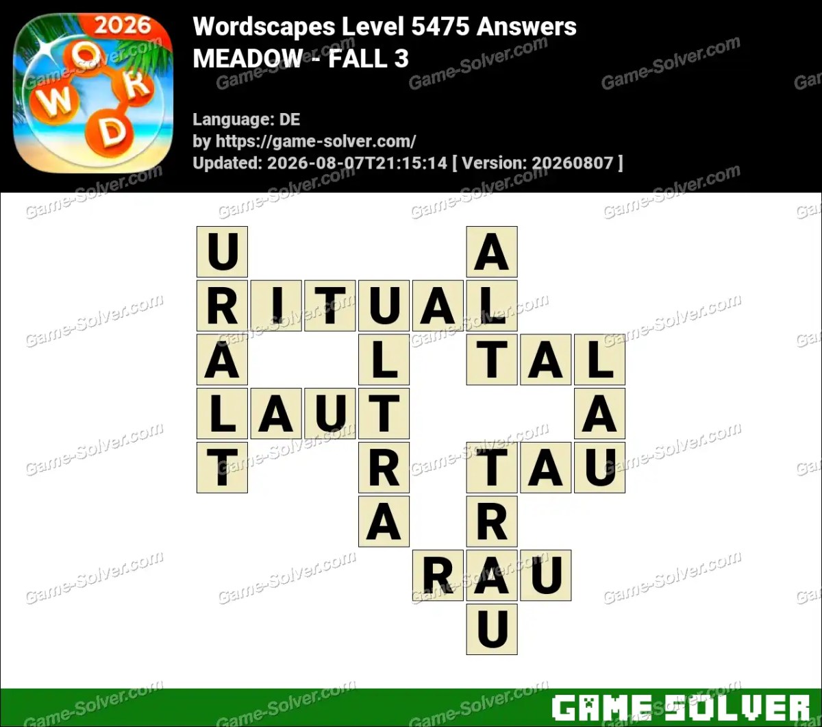 Wordscapes Deutsche Level 5475 Answers — MEADOW - FALL 3
