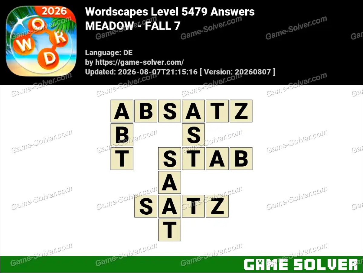 Wordscapes Deutsche Level 5479 Answers — MEADOW - FALL 7