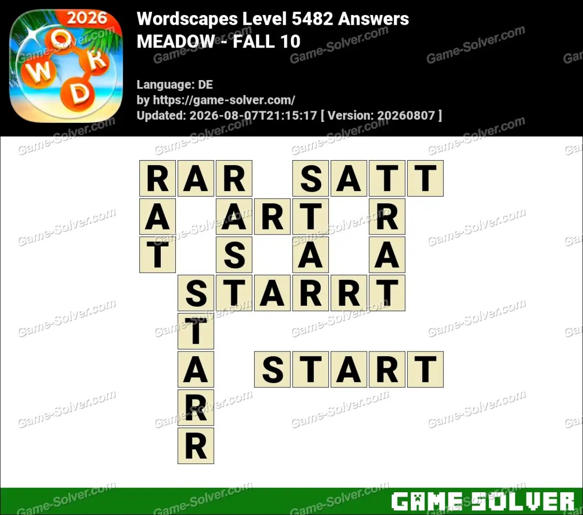 Wordscapes Deutsche Level 5482 Answers — MEADOW - FALL 10