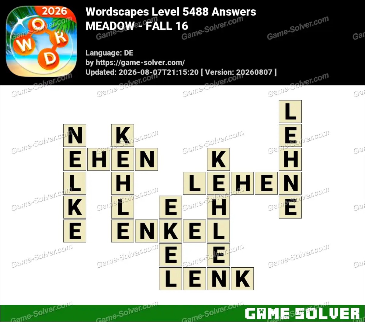 Wordscapes Deutsche Level 5488 Answers — MEADOW - FALL 16