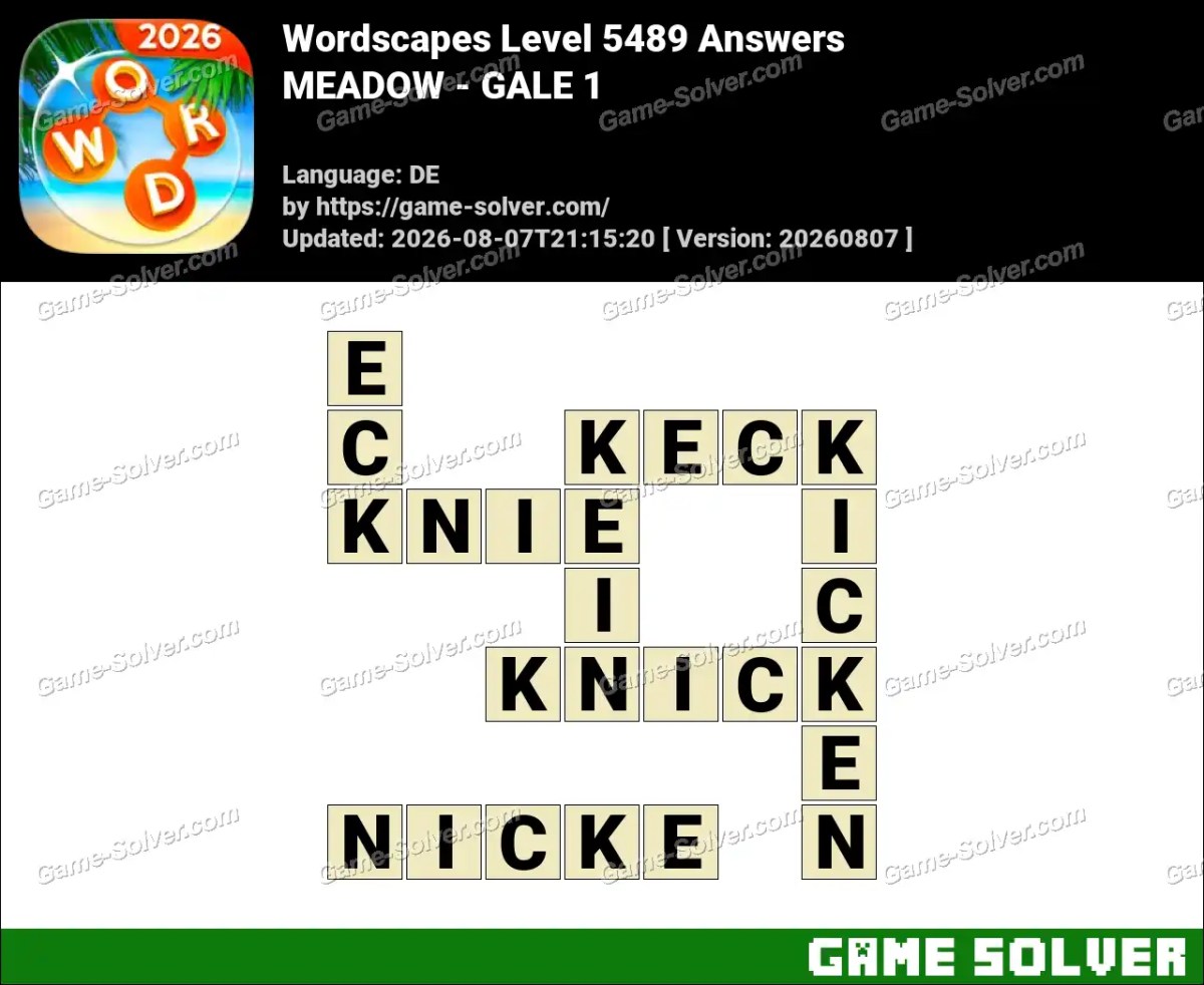Wordscapes Deutsche Level 5489 Answers — MEADOW - GALE 1 Wordscapes Deutsche Level 5489 Answers — MEADOW - GALE 1