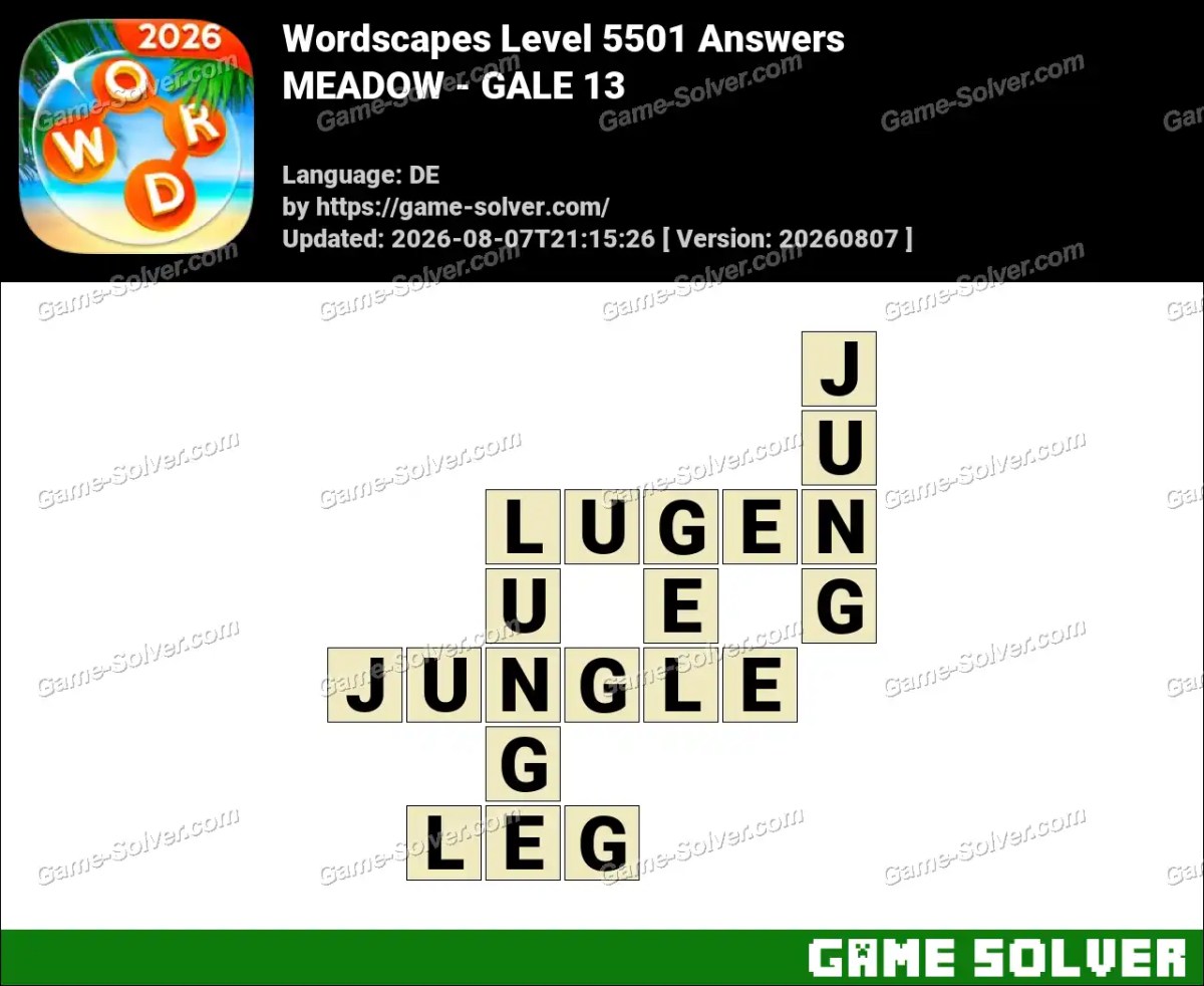 Wordscapes Deutsche Level 5501 Answers — MEADOW - GALE 13 Wordscapes Deutsche Level 5501 Answers — MEADOW - GALE 13