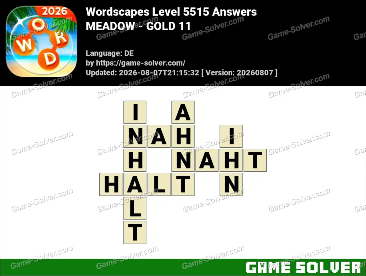 Wordscapes Deutsche Level 5515 Answers — MEADOW - GOLD 11