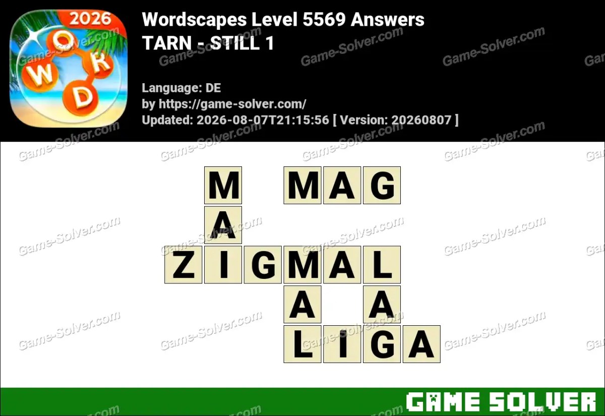 Wordscapes Deutsche Level 5569 Answers — TARN - STILL 1