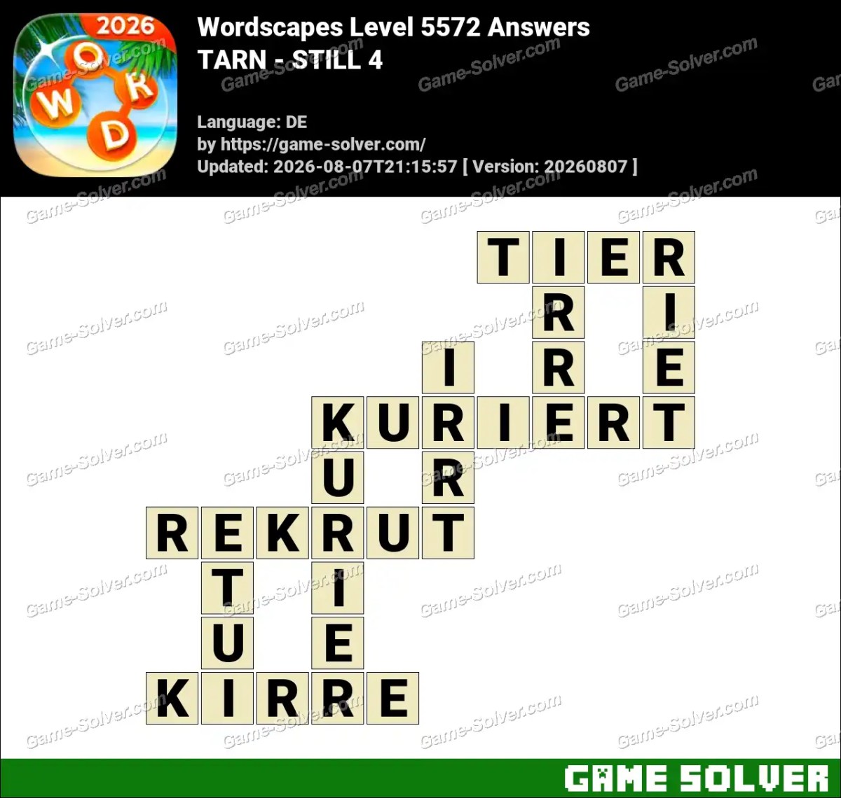 Wordscapes Deutsche Level 5572 Answers — TARN - STILL 4 Wordscapes Deutsche Level 5572 Answers — TARN - STILL 4